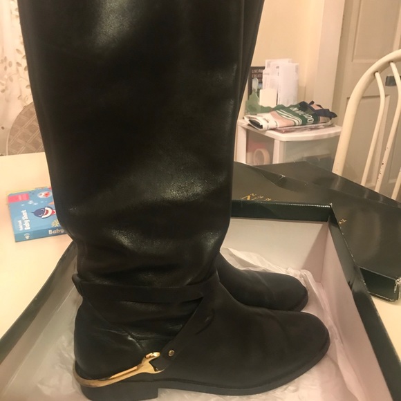 Ralph Lauren Leather Riding Boots BLACK size 8 - Picture 13 of 14